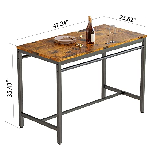 Awqm Bar Table Set, Kitchen Table And Chairs For 4, Industrial Counter Height Pub Dining Set With 4 Round Bar Stools, Heavy Duty Metal Frame, Rustic Brown And Black #TOP4