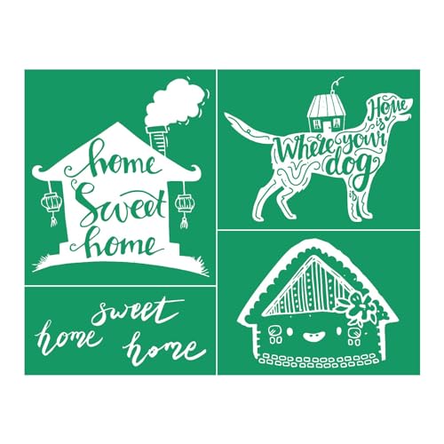 Home is Where Your Dog is Self-Adhesive Silk Screen Printing Stencils,Dog Pattern Reusable Screen Stencil for Crafts Pets Lover Screen Printing Mesh Stencils Painting on Wood T-Shirt,Cup,Pillow Fabric