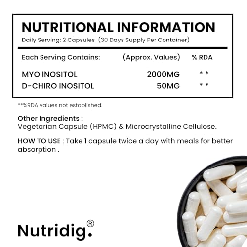 Image of PCOS Supplement For Women | Myo & D-Chiro Inositol - 40:1 Ideal Ratio | High Purity Pharma Grade Ingredients | 2000 Mg Myo-Inositol & 50 Mg D-Chiro-Inositol | For Hormonal Balance, Ovarian Health & Healthy Regular Menstruation | 60 Veg Capsules (Pack of 3) | 3 Months Supply