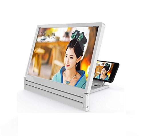XUMING Ampliador de Lupa de Pantalla de teléfono 3D, Amplificador de Pantalla de 12 Pulgadas con Zoom de 2 a 4 Veces, con Soporte de Soporte Plegable para Todos los teléfonos Inteligentes