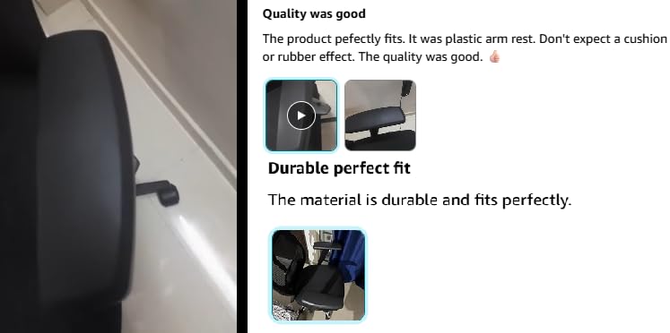 Image of CSS Office Arm Rest Replacement Adjustable Handle with Plastic Pad, Includes 4 Screws, Compatible with Rolling and Revolving Chairs Durable Spare Parts, Accessories Black Pair 2