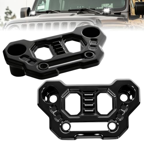 Image of UNI-SHINE 2-Pack Hood Mounting Brackets for Light Bar Fit for Jeep Wrangler JL JLU Gladiator JT 2018-2026 Aluminum A-Pillar Auxiliary Cowl Mounts for LED Pod & Ditch Lights