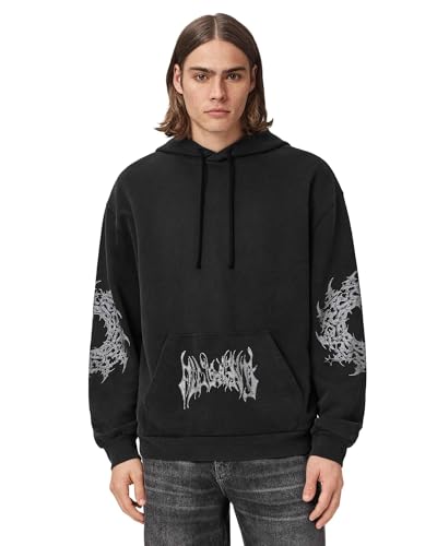 Image of AllSaints Helvette Oth Hoody, Washed Black, XXL