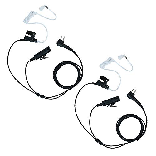 Walkie Talkie Earpiece for Motorola with Mic,Caroo 2 Pin Covert Acoustic Tube Headset for Motorola CP200 GP300 GP2000 CLS1410 CLS1110 RDM2070d CP185 Two Way Radio 2 Wire PU Material,2 Pack