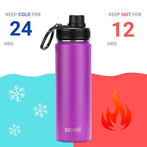 Image of Drinco Stainless Steel Water Bottle Spout Lid Vacuum Insulated Double Wall Water Bottle Wide Mouth Leak Proof Keep Cold Sport Camping Hiking
