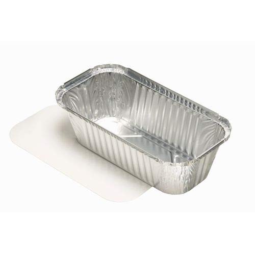 PAPSTAR 100 Stück Aluschalen + Einlegedeckel, PP-beschichtet eckig 1,5 l 7 x 13 x 24,2 cm