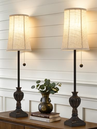 EJIAXIN Buffet Table Lamps Set of 2-28" Tall Skinny Black