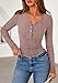 PRETTYGARDEN Women's Long Sleeve Tops 2026 Spring Fashion Clothes Henley Shirts Slim Fitted Ribbed Tees Blouses Fall Outfits (Pink,Medium)