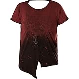  Affliction Damen T-Shirt Corroded Diamonds Weinrot/Schwarz, XL
