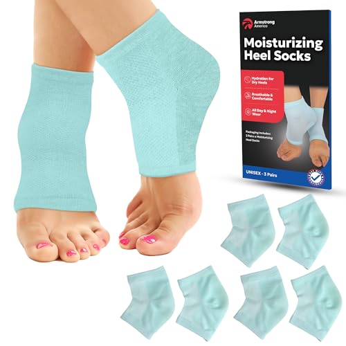 Moisturizing Socks for Women & Men | Cracked Heel Treatment with Aloe Vera | Moisturizer Foot Callus Remover | Aloe Socks for Cracked Heels & Dry Rough Feet, Lotion Infused Gel Heel Sleeves Fits Most
