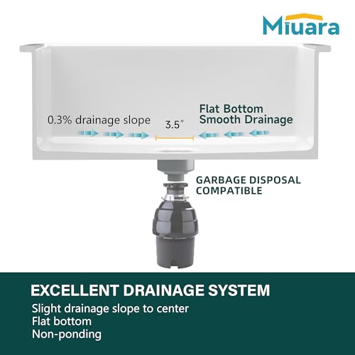 Miuara White Undermount Kitchen Sink 24 Inch - Small Topmount Fireclay Bar Sink Drop In 24\"x19\"x11\", Dual Mount Heavy Duty Deep Single Bowl, w 2 Custom Accessories, Glossy White, for Kitchen & Laundry