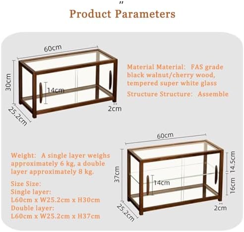 Cherry Wood Bakery Display Case - Elegant Countertop Glass Door Cabinet for Pastries, Cookies, Desserts & Cupcakes | Double Layer Cherry Wood Food Storage & Display Solution