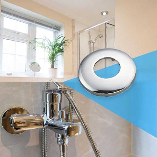 Hugwish Rosetten Für Duscharmaturen 3/4 27mm x 75mm x 15mm in Höhe 4tlg, Rosette Wasserhahn Innenhahn ø 26mm, Rosetten Für Armaturen Duscharmatur Silber (Silber, Ø 75 mm x 15 mm)