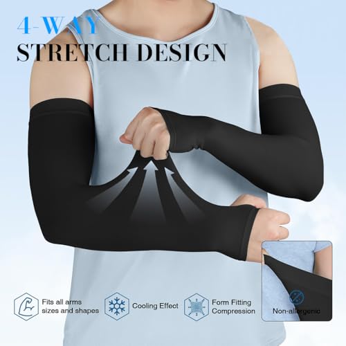 Image of Zibuyu Sun Protection Arm Sleeves for Men, Stylish Combo Bandana Biker Arm Sleeves for Men & Women, UPF 50 Hand Cover for Cycling, Basketball, Football, Golf, Cricket, Outdoor Sports