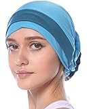 YI HENG MEI Women's Elegant Stretch Flower Block Color Muslim Turban Chemo Cancer Cap