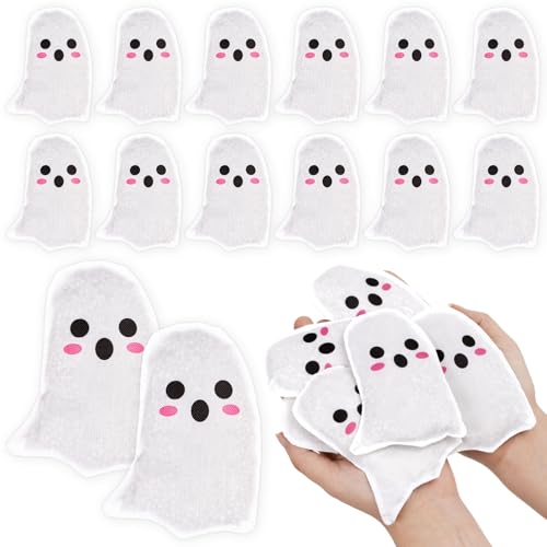 JarThenaAMCS 12Pcs Halloween Cornhole Bean Bags for Tossing 3.1 x 4.3 inch Cute Ghost Bean Game Bags for Holiday Family Party Throwing Game Supplies