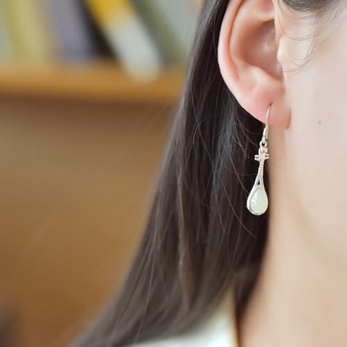 Boucles d'oreilles de Drop Hetian Jade S longues boucles d'oreilles