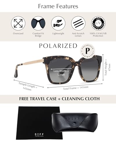 DIFF Bella Oversized Square Sunglasses for Women | Designer Tortoise Frames | 100% UV Protection2