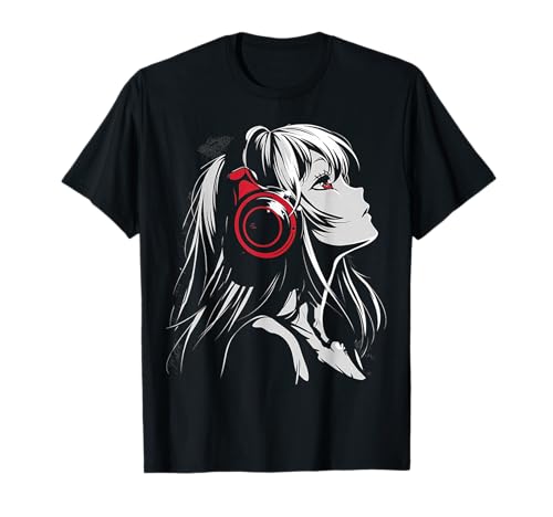 @n!mY Anime Manga Motiv Kopfh&ouml;rer Artwork Anime T-Shirt - Unisex, Schwarz, S