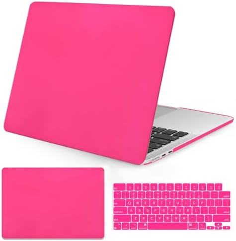 Seorsok Compatible with MacBook Air 15 inch Case 2023 2024 Release A2941 M2&M3 A3114 Touch ID,Ultra Thin Laptop Plastic Hard Shell Case&Keyboard Skin,Hot Pink