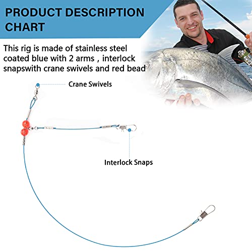 Yoto Fishing Leaders,Saltwater Stainless Steel Tackle Rig With Swivels Snap, High-Strength Fishing Wire Gear Equipment For Lures Bait Or Hooks,1Arm And 2Arm #TOP1