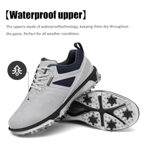 Image of ULTIANT Men's Golf Shoes Fixed Nailless Sole Waterproof Lightweight No-Slip Walking Shoes Size7.5-14