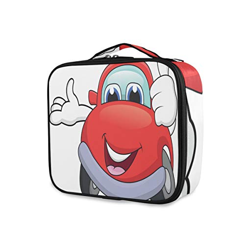 Preisvergleich Produktbild SUGARHE Auto Karikatur rotes Fahrzeug glücklicher DruckKosmetik Reise Kulturbeutel Täschchen mit Reißverschluss