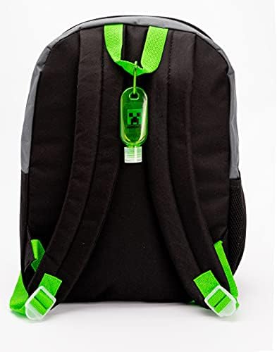 Minecraft Backpack & Lunch Box Kids | 5 Piece Creeper Steve Zombie School Rucksack, Lunch Bag, Pencil Case, Keyring & Dispenser | Gamer Merchandise