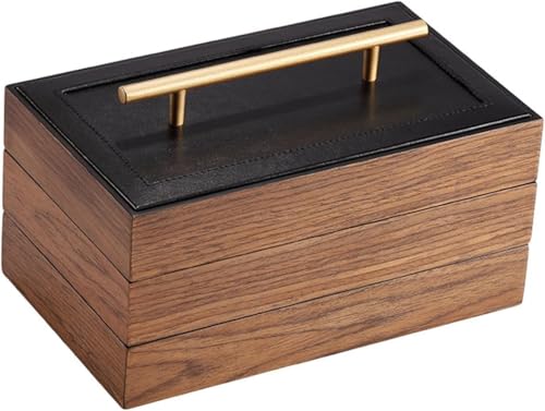 Boîte à bijoux en bois massif précieux | Écrin vintage de rangement et présentoir marron