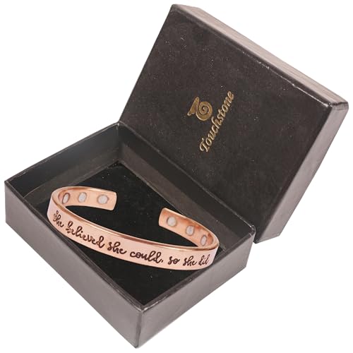 Image of Touchstone Inspirational Copper Engraved Magnetic Bracelets for Women-Personalized Jewelry Gifts for Best Friend /Mom /Daughter /Sister- In a Pretty Gift Box She Believed She Could So She Did.