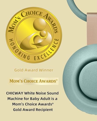 Image of CHICWAY White Noise Machine with AI Cry Detection for Baby Adult, Cyan | 2026 Mom's Choice Awards, 18 Soothing Sound, Bluetooth Rechargeable White Noise Machine for Home Office, Nursery Light