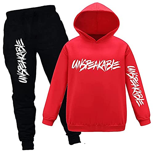Boys Hoodies Kids Clothes Set Pullover Tracksuit Jogging Girls Sweatshirts Set 2 Pieces (Red, 7-8 Years)