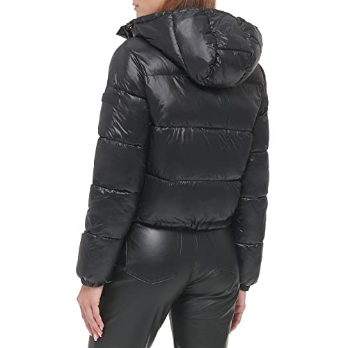 Calvin Klein Women's Lightweight Cropped Hooded Snap Pockets Puffer3