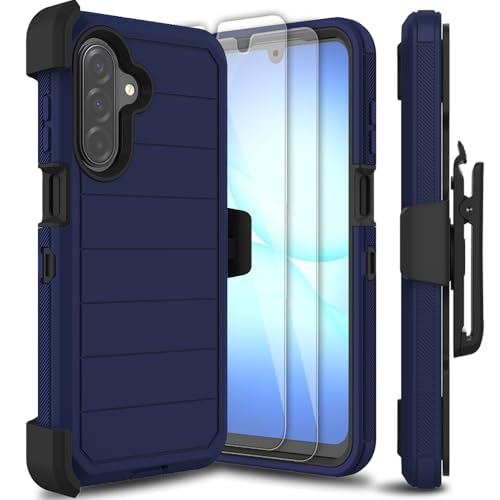 Leptech Samsung Galaxy A17 5G�p�P�[�X �����K���X�X�N���[���v���e�N�^�[2���p�b�N [�x���g�N���b�v�z���X�^�[�V���[�Y] �L�b�N�X�^���h ���ϋv �~���^���[�O���[�h �����ی� �g�ѓd�b�P�[�X�J�o�[ (�_�[�N�u���[/�u���b�N)