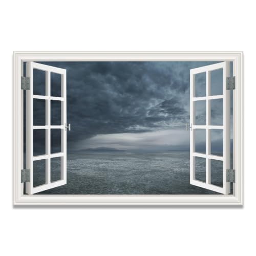 Cuadro lienzo efecto ventana para transformar tu salón con vistas a montañas nevadas 20x30
