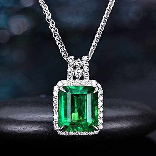 Pendentif géométrique émeraude en argent 925 collier fin femme