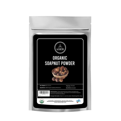 Naturevibe Botanical Organic Soapnut Powder 8oz, | All-Purpose Cleaner | Natural Shampoo