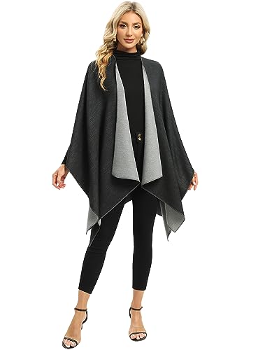 Femdouce Women's Warm Blanket Shawl Wrap Lightweight Open Front Poncho Cape for Spring Fall Winter3