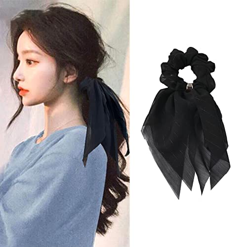 6 Pcs Hair Scarf Hair Scrunchies Bow Scrunchies Chiffon Floral Scrunchie Hair Bands Soft Scarf Hair Ties Bowknot Ponytail Holder Bunny Ear Hair Ties Elastic Hair Ribbons For Women Girls #TOP4