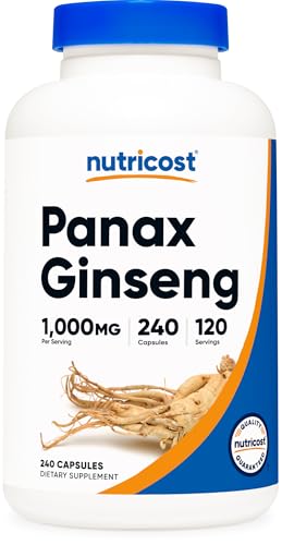 Nutricost Panax Ginseng 1000mg, 240 Capsules - Non GMO, Gluten Free, 120 Servings