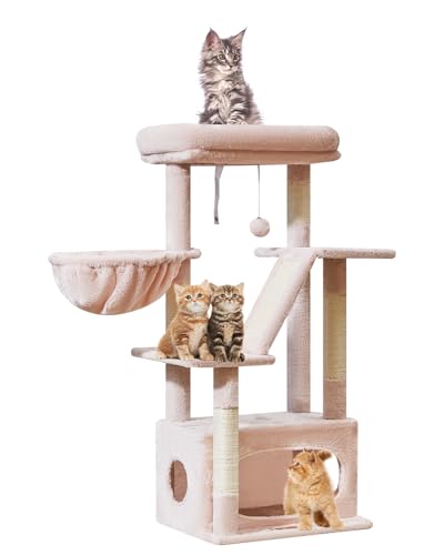 Image of Taoqimiao Cat Tree,38.2-Inch Cat Tower for Indoor Cats,Suitable for Kittens with luxurious cat condo with adjustable baskets and luxurious perch MS029SP Jelly Pink