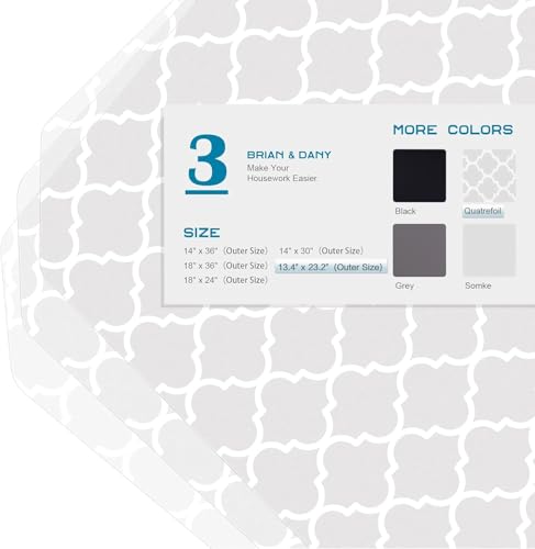 Image of BRIAN & DANY Wire Shelf Liner 13.4 inch X 23.2 inch, Heavy Duty Shelf Liners for Wire Shelving, Waterproof Protector Mats, Set of 3, Quatrefoil Grey