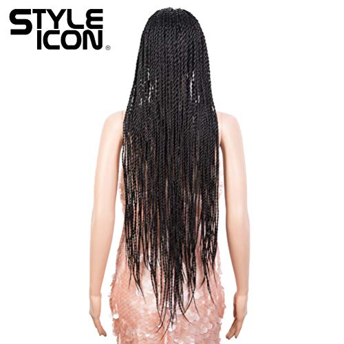 Style Icon Headband Braided Wig 37” Long Braid Wig Machine Made Glueless Headband Wig For Black Women (37 Inch, 1B) #TOP3