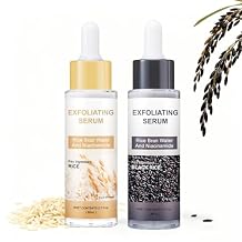 Peel Shot Glow Rice Ampoule Duo - Black & White Rice Exfoliating Serum with Rice Extracts, Gently Exfoliates & Refines Pores, Deeply Hydrates for Most Skin Types, 2.7 Fl Oz- 2Pack