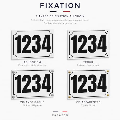 Fapadjo Plaque Numéro Maison Personnalisable Acrylique 15x10 cm (Blanc/noir) – vue 5