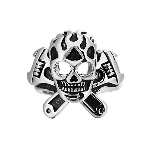 Stilvolle Einfachheit Herren Titan Stahl Ringschlüssel Zange Schädel Persönlichkeit Mode Männer Ringe, Größe R, LDS, Silber, t 1 Stilvolle Einfachheit Herren Titan Stahl Ringschlüssel Zange Schädel Persönlichkeit Mode Männer Ringe, Größe R, LDS, Silber, t