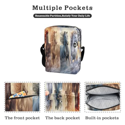 mens messenger bag crossbody Crossbody Bags For Women Women's Purse Adjustable Strap for Travel Travel- Horse Colorful2