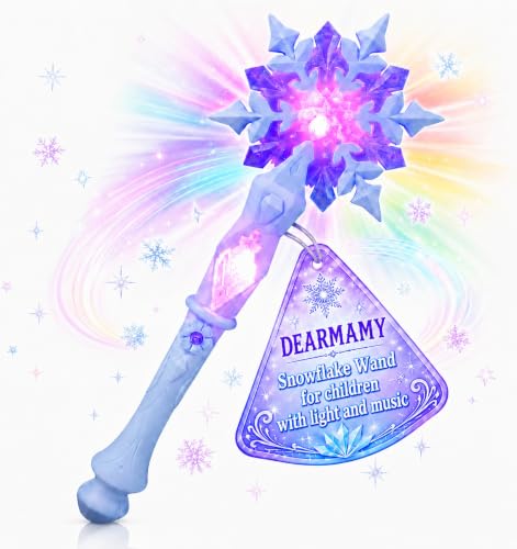 Light Up Snowflake Wand, Glow Princess Wand with Sound Toy for Kids Christmas Halloween Party Supply Favors Costume Cosplay Accessories(Without Batteries)