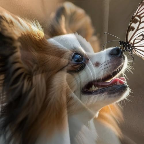 Parure de lit motif 3D chien papillon en microfibre housse de couette 260x220cm