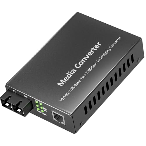 BLIYEE Gigabit SingleMode Fiber to Ethernet Media Converter, Dual SC Fiber, 1000Base-LX to 10/100/1000Base-Tx Gigabit SMF Fiber SC to Copper RJ45 Ethernet Converter, up to 20km, UL Certified